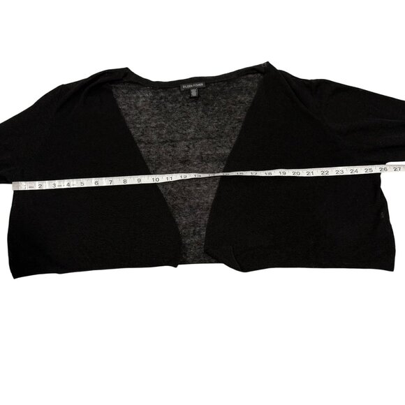 Eileen Fisher Lightweight Black Bolero Style Cropped Cardigan Size L - Picture 5 of 6